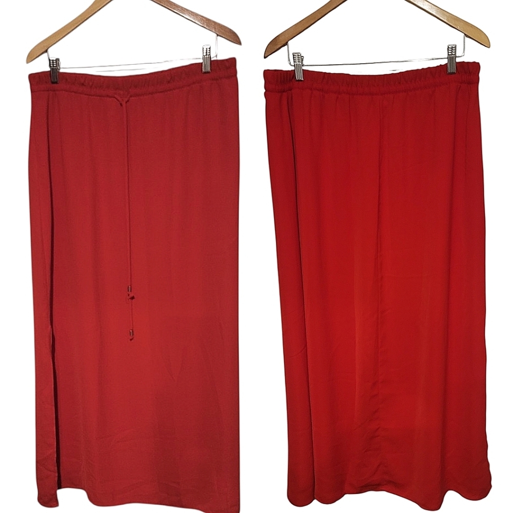 FOURTEENTH PLACE, FIRE ENGINE RED DRAWSTRING, MAXI SKIRT SIZE LARGE NWOT